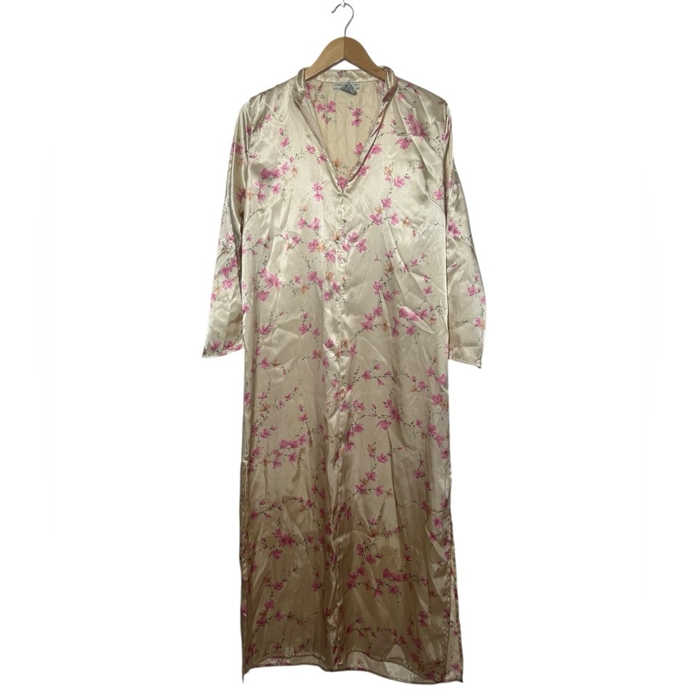 Vintage Lord & Taylor Floral Maxi Length Silky Nightgown | Size Small